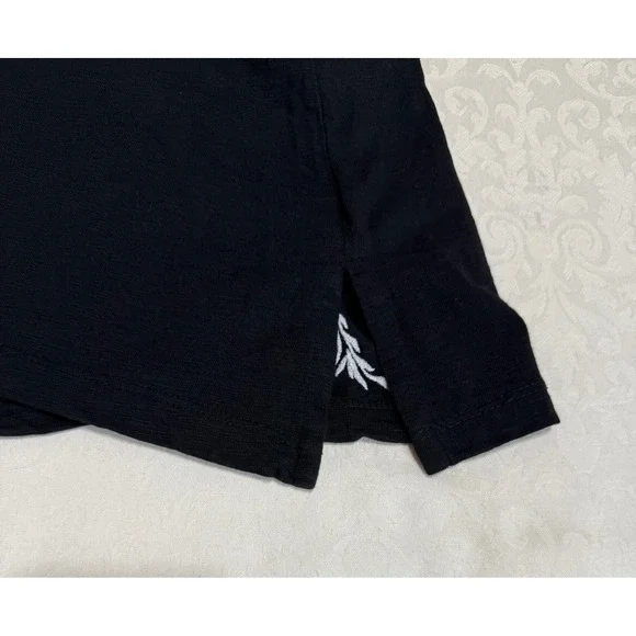 JM Collection Embroidered Top Women L Black White Floral V-Neck 3/4 Sleeve Boho - Picture 7 of 11